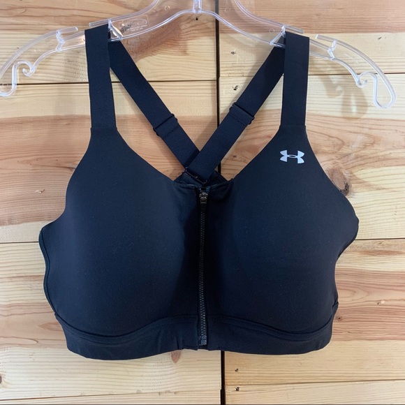 Under Armour Eclipse Zip Front Black Sport Bra 38D - Picture 3 of 16
